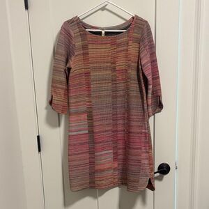 Uncle Frank Multicolor Striped Knit Dress in Pink, Coral & Brown